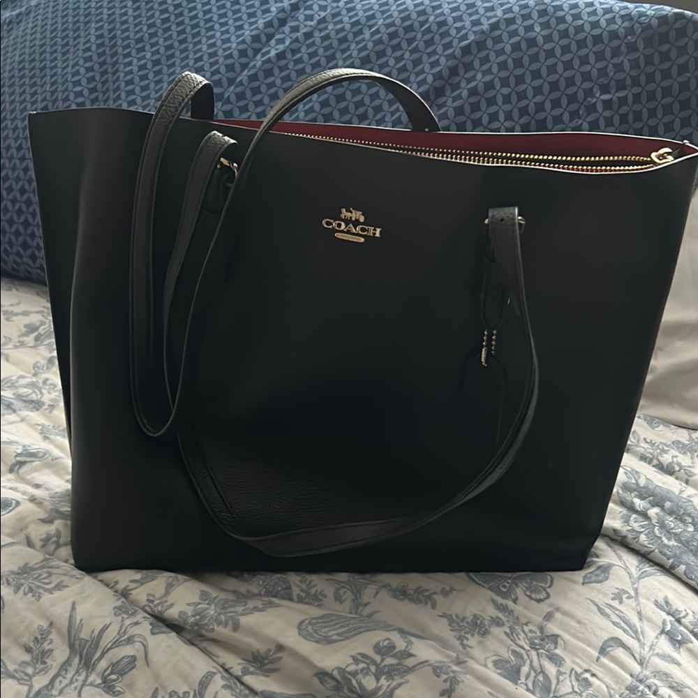 Coach Black Leather Tote Bag